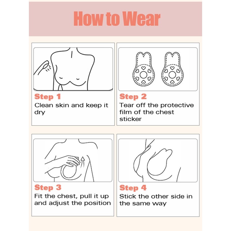 Unbranded 2 Pairs Invisible Sticky Bras for Women - Push