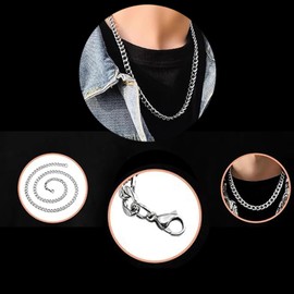 Men Cuban Chain Necklace, 5mm, 20" Length, Silver Chain Men, Stainless Steel Neck Link Chains for Men Man Women Boys Kids