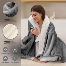 ESTINGO Electric Blanket Full Size, Heating Blanket Full with 6 Heating Levels & 1-10 Hours Auto Off, Machine Washable Plush Heating Blanket with Timer for Bed Camping Office 72" x 84", Cool Gray