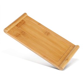 KSTE Bamboo Tea Tray, Chinese Style, Raised Rim, 26.5 x 12.9 x 1.8cm, 209g, 1-Pack
