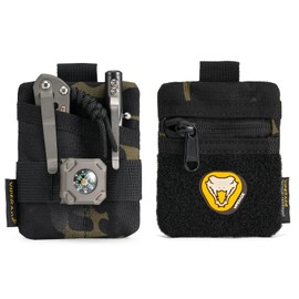 VIPERADE VE13 Mini EDC Pouch, Small Pocket Organizer with DIY Patches Area, EDC Pocket Organizer Men for EDC Knuckle, Lighter, EDC Coins, Small EDC Pouch Organizer for EDC Gear Black Camo