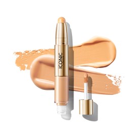 ICONIC LONDON Radiant Concealer & Brightening Duo | Creamy Liquid + Brightening Crayon Dual Ended Concealer, Cruelty Free, Vegan Makeup (Neutral Light) 0.08 oz