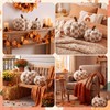 Leinuosen 2 Pcs Fall Pumpkin Pillows Brown 3D Pumpkin Shaped
