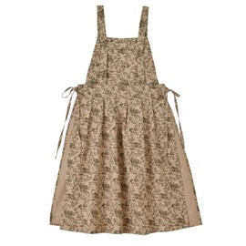 Quinieda Kitchen Apron Floral Cotton Waterproof Women Apron Adjustable with Pockets Vintage Pinafore for Cooking Baking (Coffee)