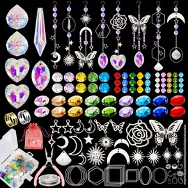 600pcs+ DIY Suncatcher Making Kits Crystal Sun Catcher Hanging Decor Arts and Crafts Supplies Set with Crystals Beads, Pendants, Charms, Hooks, Chains for Indoor Outdoor Home Wedding Garden Decor