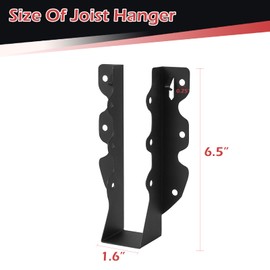 36 Pcs 2"x 8" Joist Hanger,Q235B Steel Black Powder Coated Face Mount Joist Hangers ,Hurricane Ties for Rafters,Tie Brackets for Floor Deck and Ceiling Joists