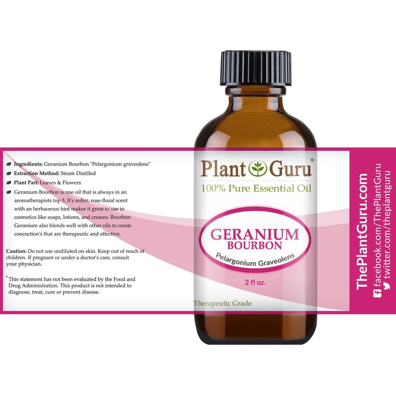 Geranium Bourbon Essential Oil 2 oz 100% Pure Undiluted Therapeutic