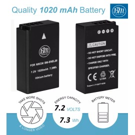 BM 2X EN-EL20A Batteries & Charger for Nikon Coolpix P1000, Coolpix A Cameras