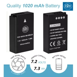 BM 2X EN-EL20A Batteries & Charger for Nikon Coolpix P1000, Coolpix A Cameras