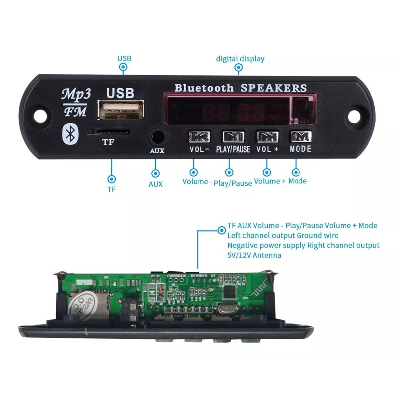 MU Módulo Reproductor De Audio Con Bluetooth Usb Sd Fm