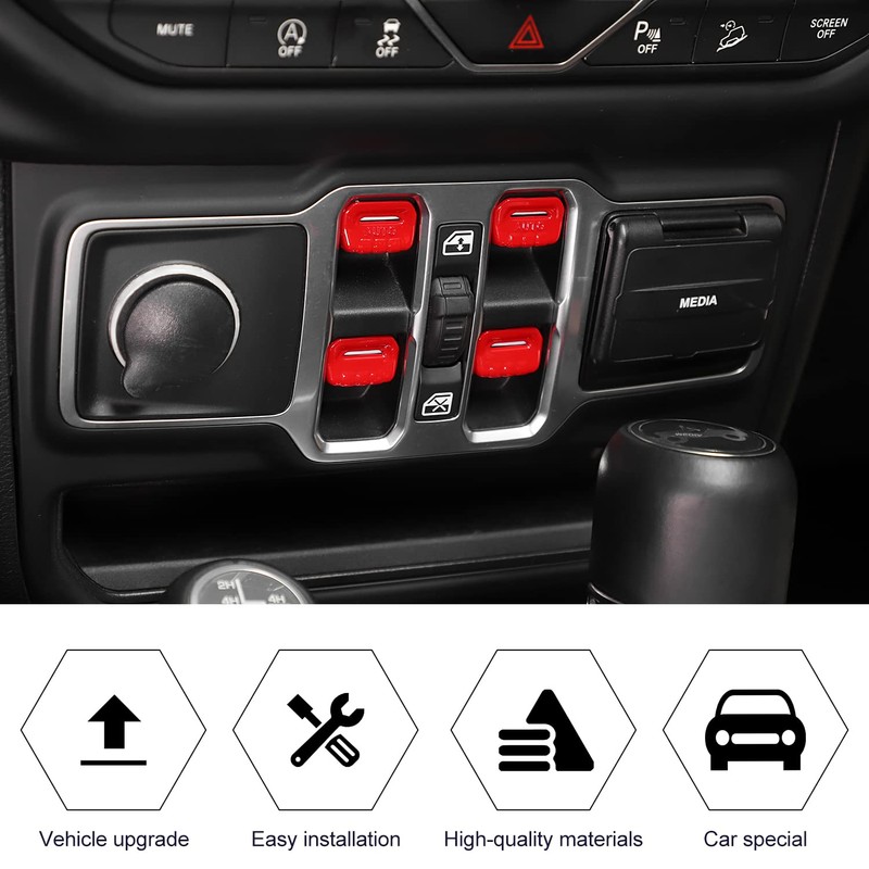 RT-TCZ Center Console Window Button Switch Trim Cover Decoration Interior