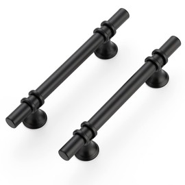 Ravinte 20 Pack 6-3/8 Inch Cabinet Pulls Kitchen Cupboard Handles with Round Base Matte Black Drawer Pulls Cabinet Handles 6-3/8" Length,4" Hole Center