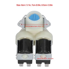 Washing Machine Water Inlet Valve, Universal Replacement of Water Inlet Solenoid Valve for Washing Machines, AC220V-240V Water Inlet Solenoid Valve with Double Head for