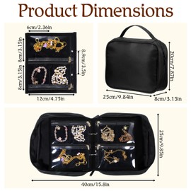 Waterproof Anti-Tarnish Travel Jewelry Organizer Case with Multiple Clear Zipper Pockets, Large Capacity Foldable Jewelry Box with 36 Compartments, Ring Binder Style Storage Bag for Rings, Necklace