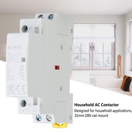 Household AC Contactor, 2P 20A 24V 220V/230V AC Contactor, DIN Rail Mounting, High Quality Insulation Material, Compact Design, Wiring Diagram, Noiseless Operation (24V)