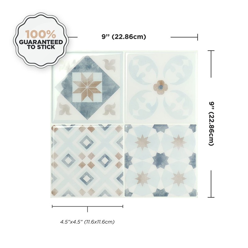 SMART TILES Parma Blue 3D Gel-O Peel and Stick Wall