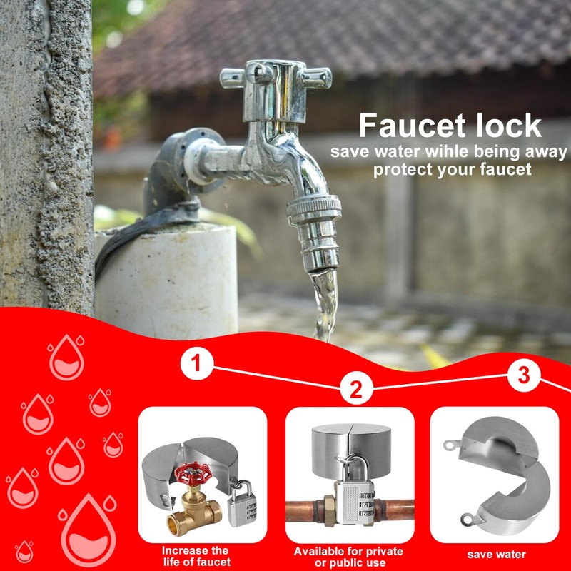 Water Spigot Lock with Padlock, Faucet Locks Outdoor Made of