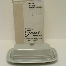 Homer Laughlin China FIESTA PEARL GRAY COVERED BUTTER DISH w/Factory Box: New 1999 Original Stock