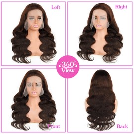 Chocolate Brown Lace Front Wig 26 Inch Body Wave Lace Front Wigs Human Hair Pre Plucked for Women 13x6 Brown Glueless Wig with Baby Hair