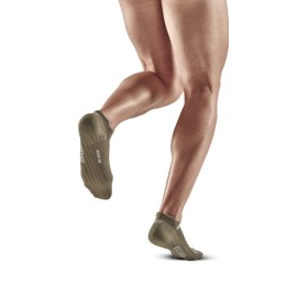 CEP - THE RUN COMPRESSION SOCKS NO SHOW for men | Extra short running socks with compression | Regenerating compression socks for men, Olive, M