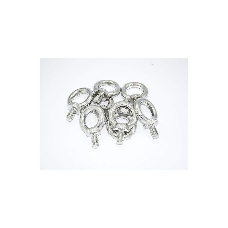 M&B Stainless Steel M8 Eye Bolts, 6 Pieces