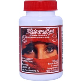 Beta Caroteno  250 Perlas de 25,000UI  100 vegano  Suplemento Natural  Sin OMG, sin gluten  Marca Naturallya                                          