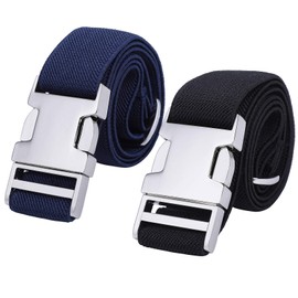 Kajeer 2PCS Children Boys Zinc Alloy Belts - Easy Clasp Adjustable Buckle Belt for Toddlers Boys Girls (Navy Blue/Black)