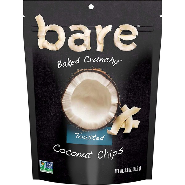 Bare Natural Coconut Chips, Toasted, Gluten Free + Baked, Multi Serve Bag - 3.3 Oz (6 Count)