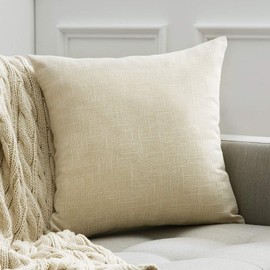 Miulee Pack of 2 Linen-Look Home Decorative Cushion Covers with Zips, for Sofa, Bedroom, Car