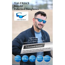 valeria Polarised Sports Sunglasses [Wind & Dust Protection] TAC Lenses Hard Case Included (Blue)