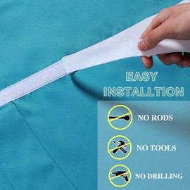 Turquoize Blackout Curtains for French Door Thermal Insulated Tricia Window Curtains for Patio Door Self Stick Tie Up Shade Front Door Sidelight Curtains Double Door Blind, W26 x L68, 2 Panels, Teal