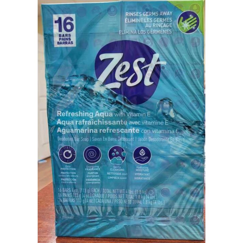 ZEST SOAP REFRESHING AQUA DEODORANT 16 Bars