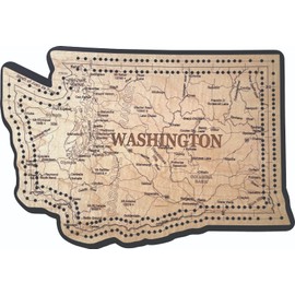Washington State Shape Road Map Cribbage Board