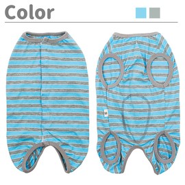 KUVEELA Pet Dog Clothing, Postoperative Wear, French Bulldog Pug, Alternative to Elizabeth Collar, Male and Female, Castration, Contraception, Weaning, Wound Protection (Gray Stripe L)