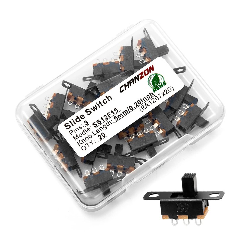 Chanzon SPDT Micro Slide Switch 1p2t 2 Position 20pcs (SS12F15)