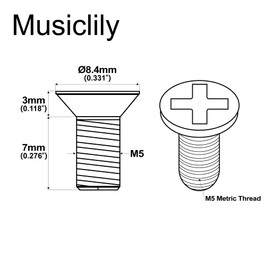 Musiclily Pro M5x10mm Stainless Steel Crosshead Countersunk Mounting Screws for Floyd Rose Locking Tremolo Bridge Block, Original (Set of 3)