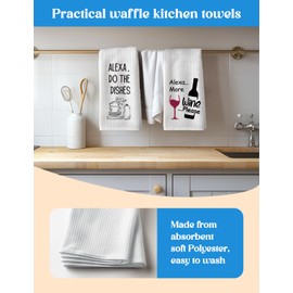 KISJO 2 Pack Alexa Do The Dishes Towel - Funny Alexa Kitchen Towels and Hand Towels, Alexa Do The Dishes Kitchen Towel, Gifts for Women Mom Grandma New House Housewarming