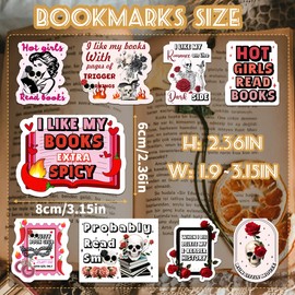 9Pcs Dark Romance Magnetic Bookmarks Funny Magnetic Bookmarks for Women Magnet Bookmark Clips Skull Rose Romance Magnets for Book Lovers Gifts Office School Supplies