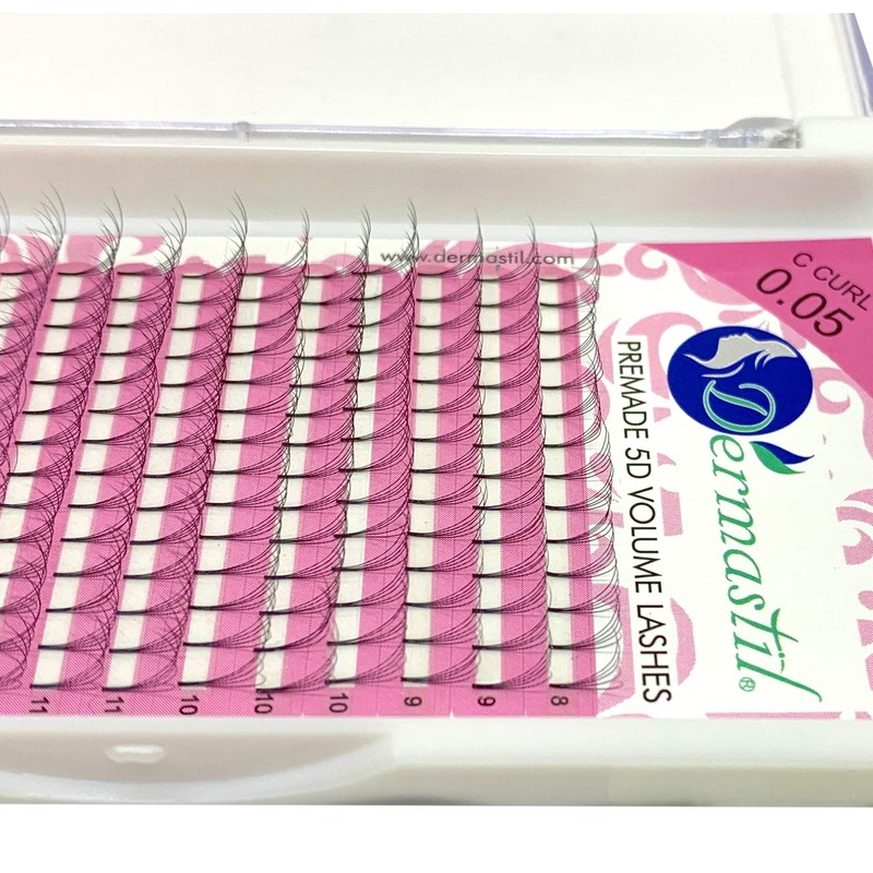Dermastil 5D Premade Handmade Volume Eyelashes, C Curl, Thickness 0.05