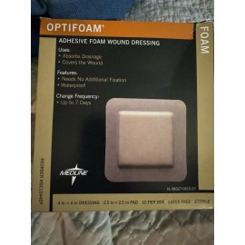 Medline Optifoam Adhesive 4x4 Box Of 10