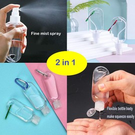 XITENBAO Travel Bottles with Keychain, 2oz/50ml Portable Plastic Travel Bottles Leakproof Squeeze Bottles with Flip Cap Empty Refillable Containers for Conditioner Body Wash Liquid etc (5pc-set)