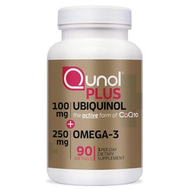 Qunol Plus Ubiquinol CoQ10 100mg con Omega 3  Aceite de Pescado 250mg  Suplemento Antioxidante de Fuerza Extra  90 Cpsulas                            