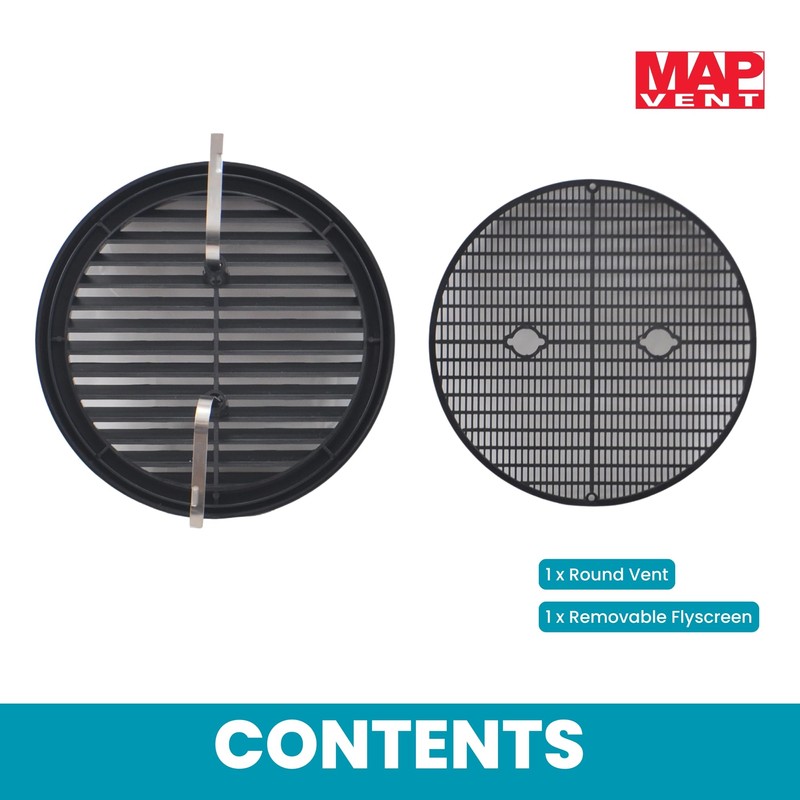 Map Round Louvre Air Vent Cover for Openings 80-152mm, Integral