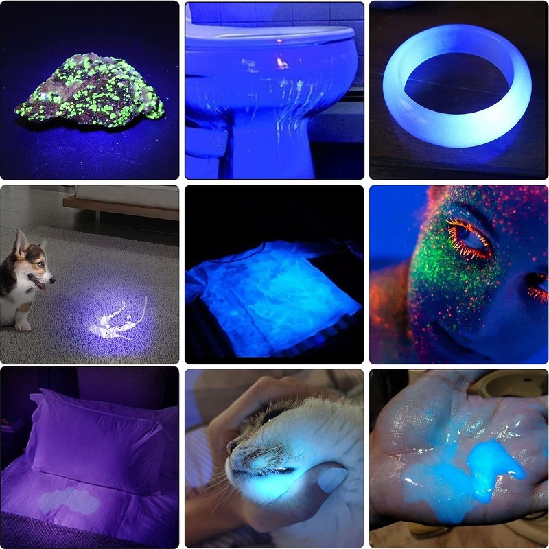 UV 395nm Flashlight USB Rechargeable Portable Handheld UV Flashlight Detection