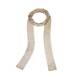 COLORFUL BLING Women Glitter Sparkle Metal Punk Sequins Neck Tie Necklace 160cm Long Thin Skinny Tie Shiny Chain Choker Shawls Party Evening Jewelry Accessories-Gold