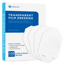 LotFancy Transparent Film Dressing, 2.37" x 2.75", 110PCS, FSA HSA Eligible, Waterproof Wound Cover Bandage, Adhesive Tape Pads for Tattoo Aftercare, IV Catheters, Post-Surgical, Medical Appliance
