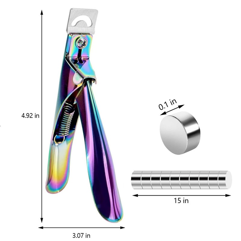 Sharp Blade Acrylic False Nail Clippers with Magnets Sizer,Acrylic Nail