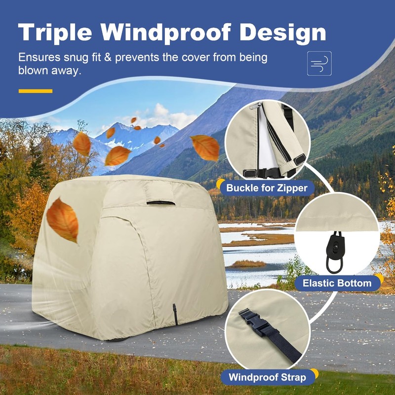Explore Land 600D Waterproof Golf Cart Cover Fits for Most
