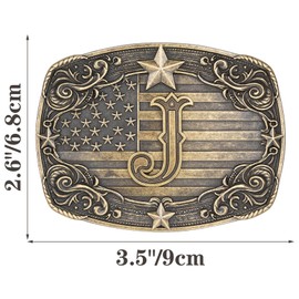 Absbolo Western Belt Buckle Men Initial Letter ABCDJRM to Z Rodeo Cowboy Belt Buckles for Women J