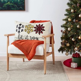 JOTOM Christmas Pillow Covers Christmas Winter Holiday Cushion Covers Home Decorative Throw Pillow Covers Xmas Pillowcases for Sofa Bed Couch Decor